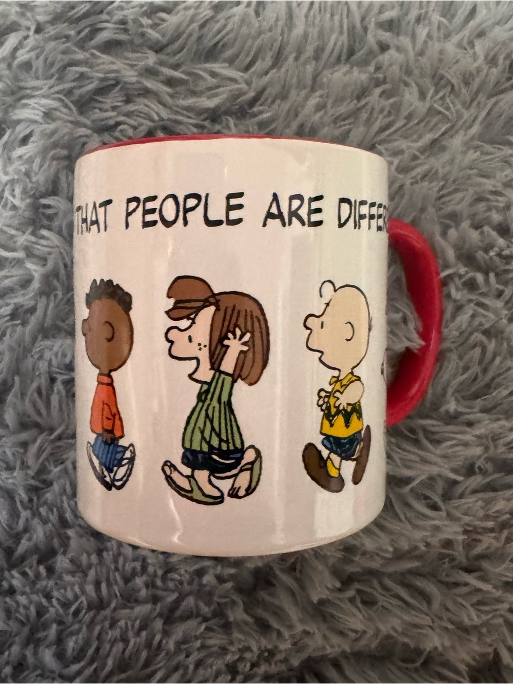 Peanuts White Ceramic Mug with Red Handle - Picture 2 of 4